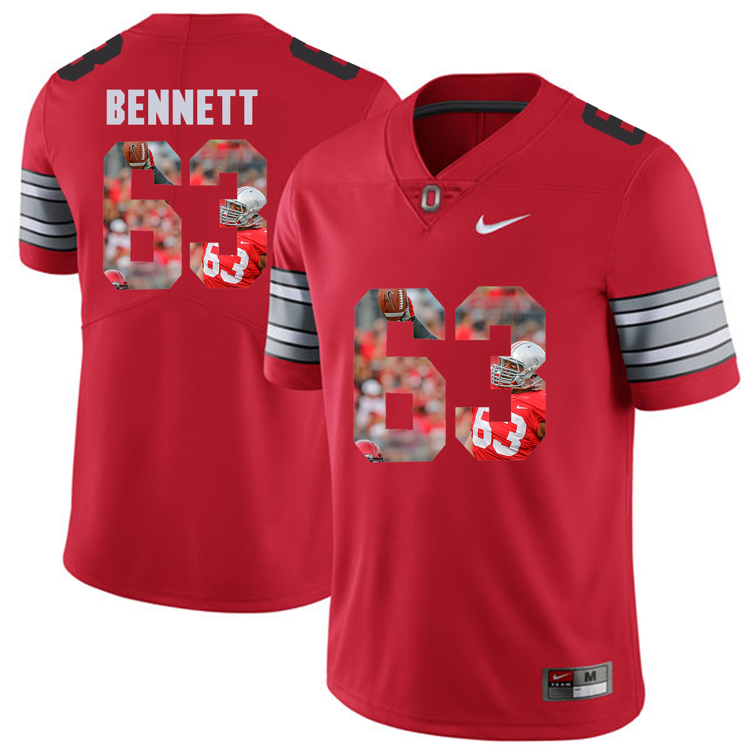 Men Ohio State #63 Bennett Red Fashion Edition Customized NCAA Jerseys